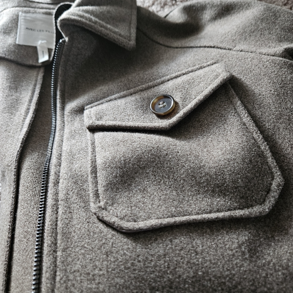 Anthropology avec les fillas zip jacket collar winter coat medium Brown Minimal - Picture 9 of 12